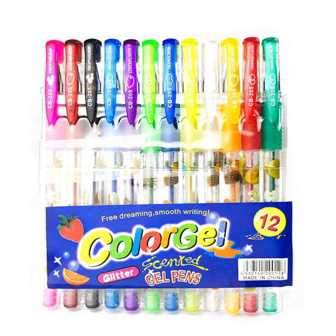 Canetas de Gel Com Glitter Perfumadas 6/8/10/12 cores