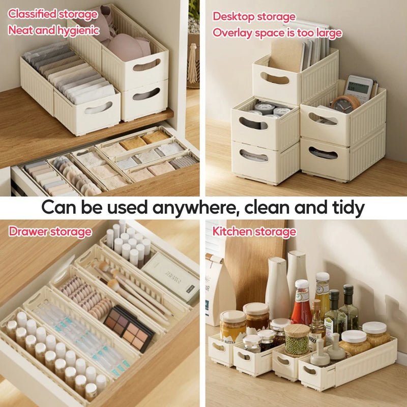 1/3PCS Length Adjustable Storage Box Retractable Drawer Organizer Stackable Cabinet Organizers Kitchen Storage Box