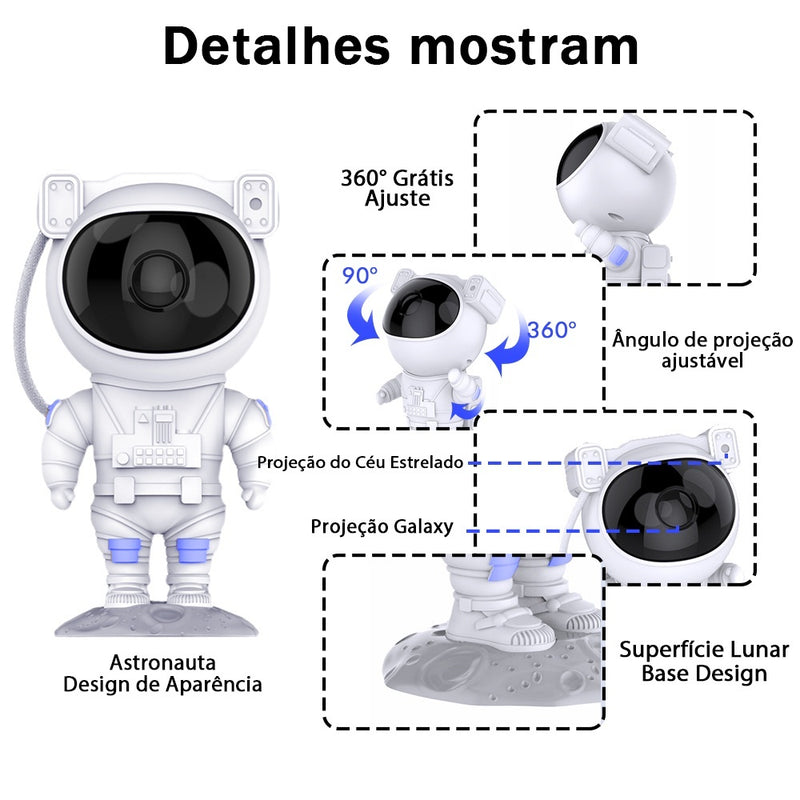 Projetor de luz com bluetooth noturna de astronauta para galáxia luz noturna estrelada projetor de luz de teto