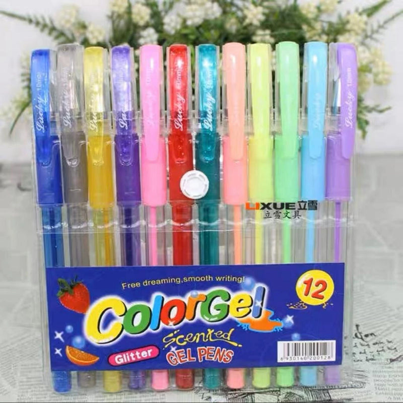 Canetas de Gel Com Glitter Perfumadas 6/8/10/12 cores