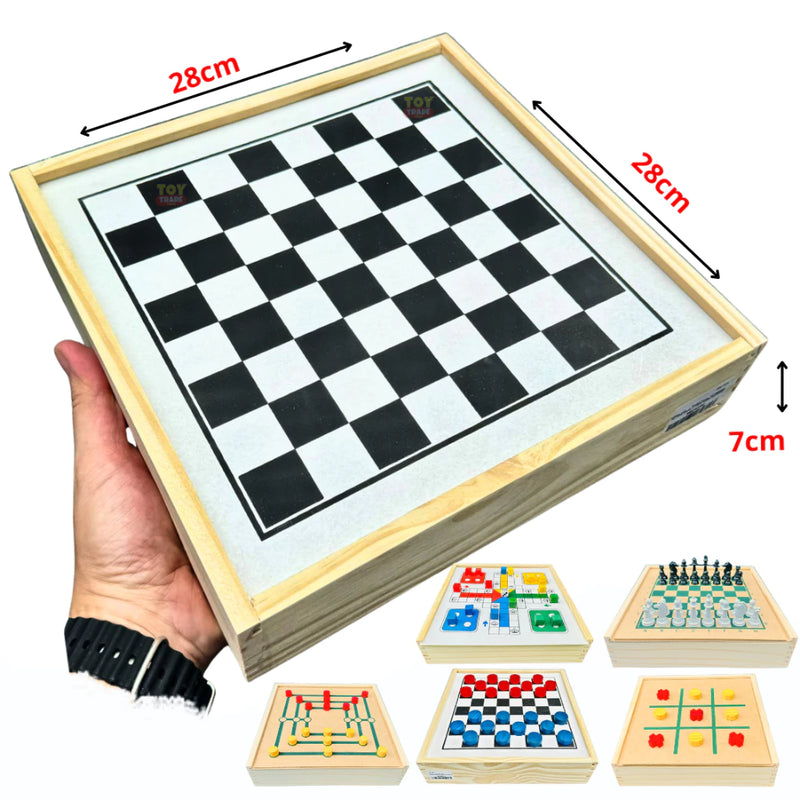 Jogos de Mesa 5x1 Xadrez, Dama, Ludo, Trilha, Jogo da Velha Educativos