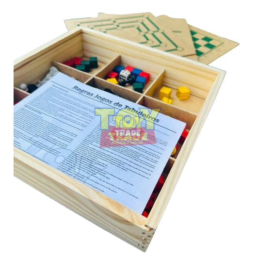 Jogos de Mesa 5x1 Xadrez, Dama, Ludo, Trilha, Jogo da Velha Educativos