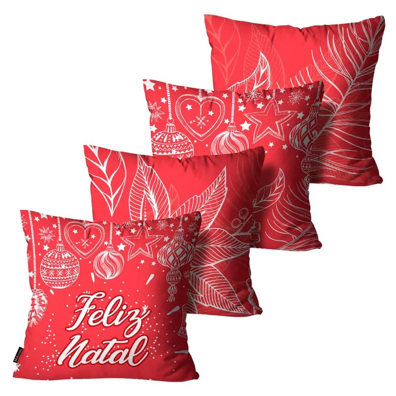 Kit 4 Capas de Almofadas Feliz Natal