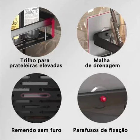 Kit com 2 SUPORTE PARA SHAMPOO PARA USO NO BANHEIRO NA PAREDE de alumínio suporte organizador multiuso