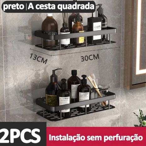 Kit com 2 SUPORTE PARA SHAMPOO PARA USO NO BANHEIRO NA PAREDE de alumínio suporte organizador multiuso